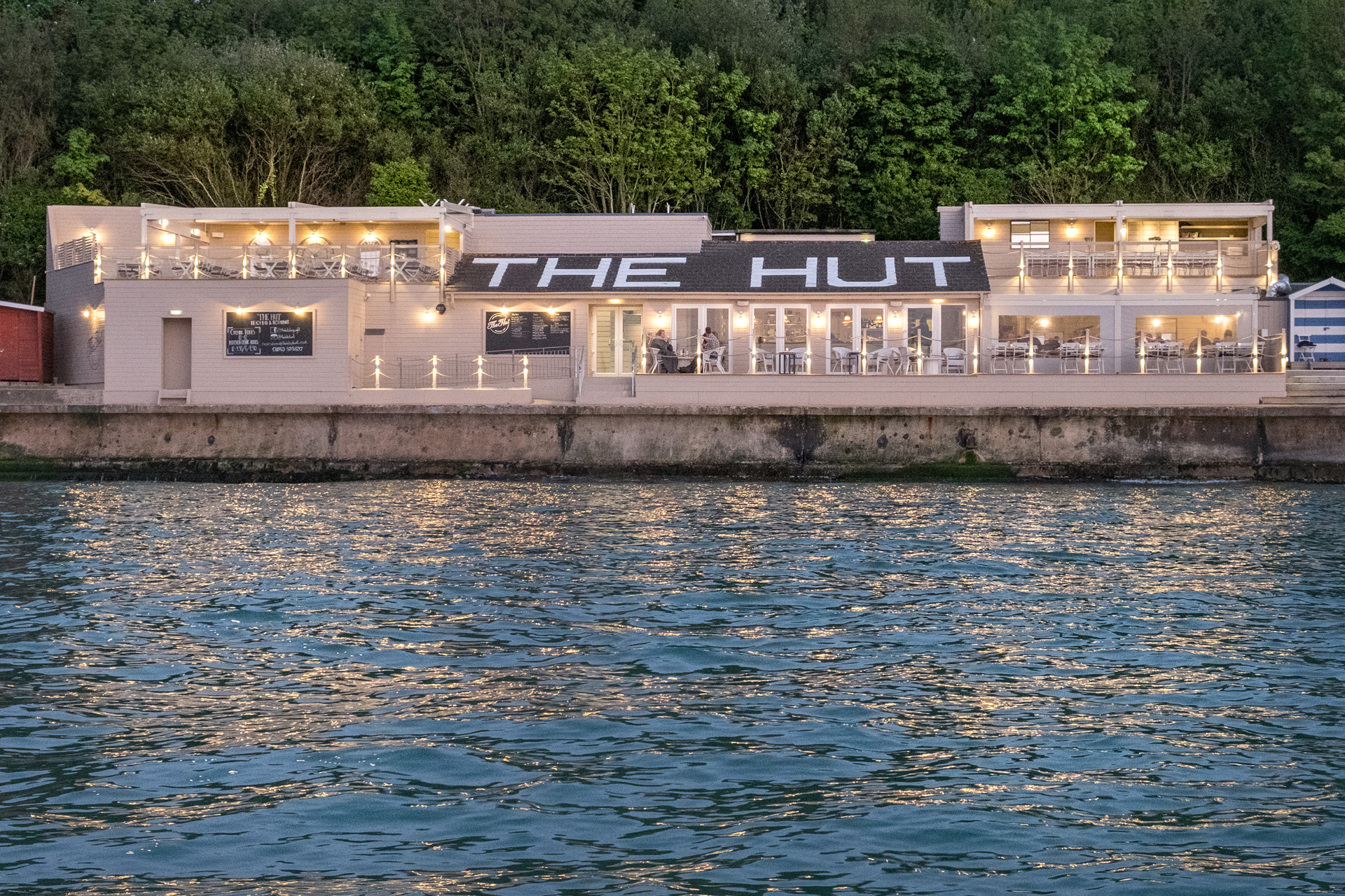 Exterior of The Hut, an island restaurant on the Isle of Wight
