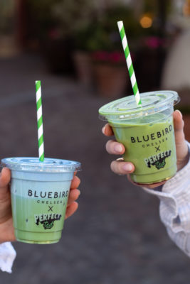 Two matcha lattes