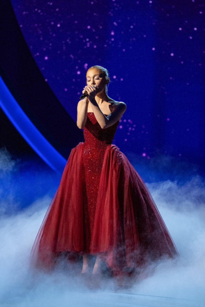 Ariana Grande performing at the 2025 Oscars