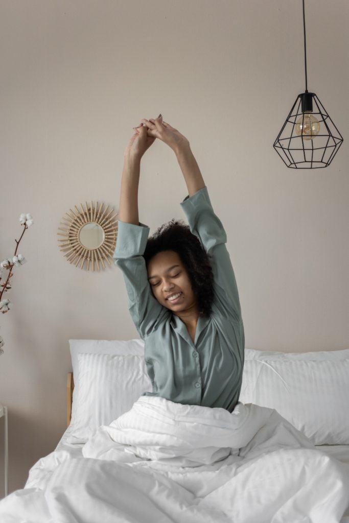 Woman stretching | clocks skin guide