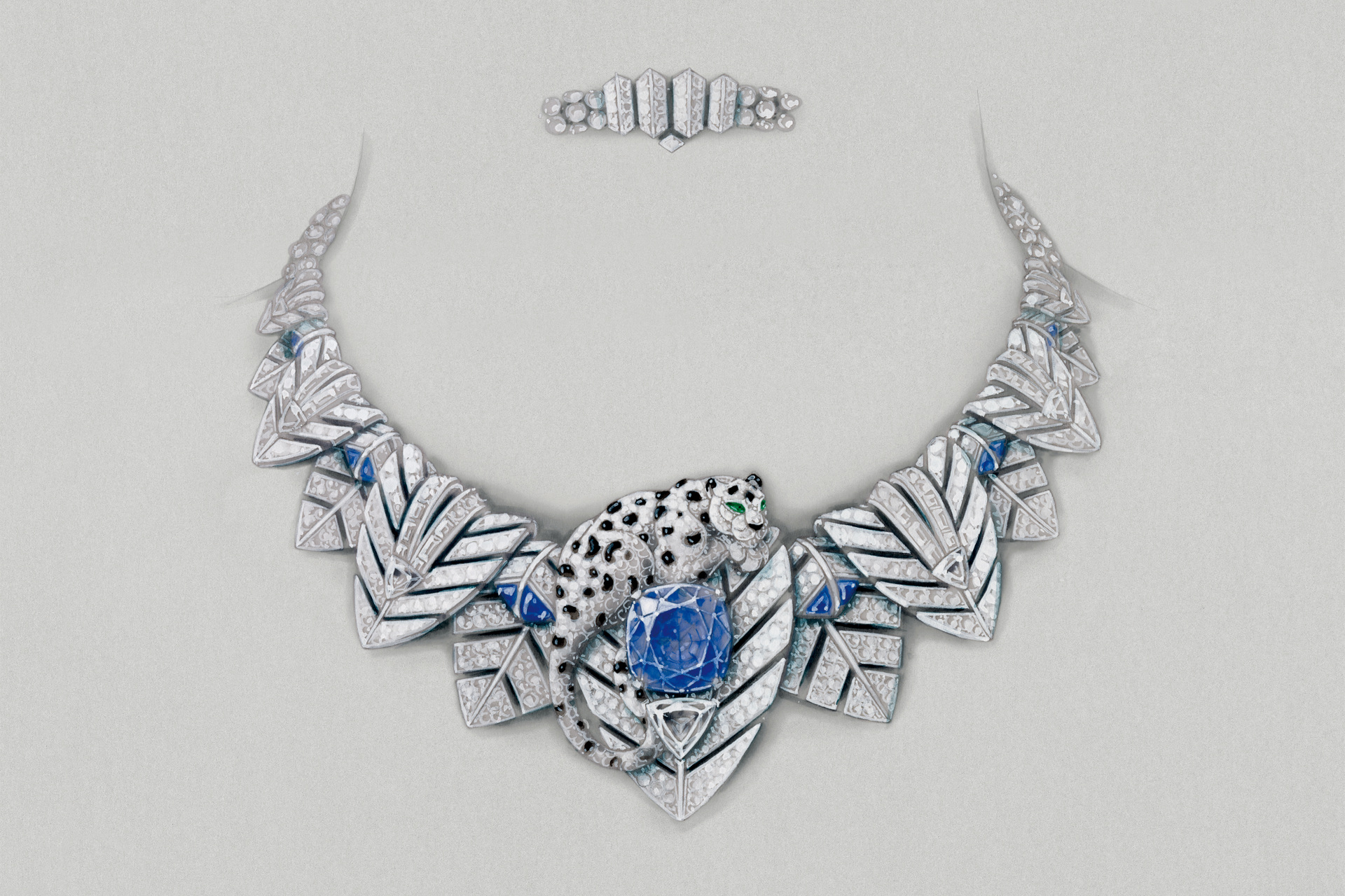 Cartier jewellery illustration for Paris Couture Week