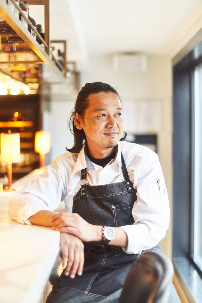 Chef Masaki Sugisaki at the bar of Dinings SW3