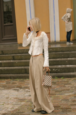 Woman with blonde bob