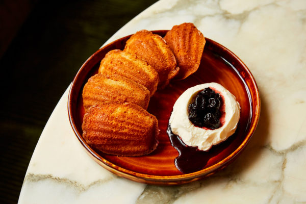 The sour cherry cream and madeleines