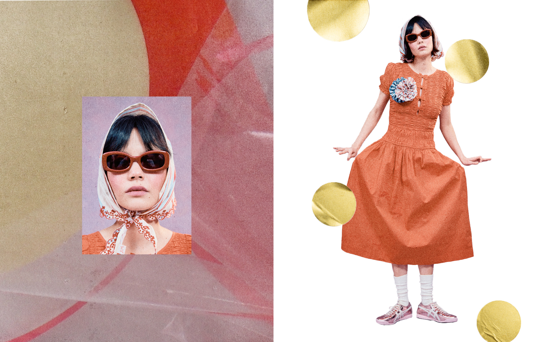 Woman in orange dress