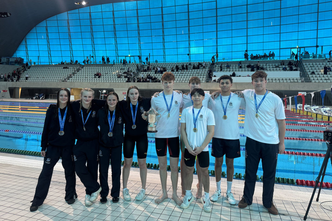 Eastbourne College elite swimming team at the Olympic Pool, London