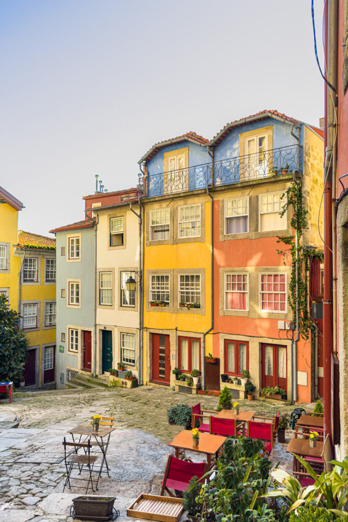 A town square in Porto, Portugal