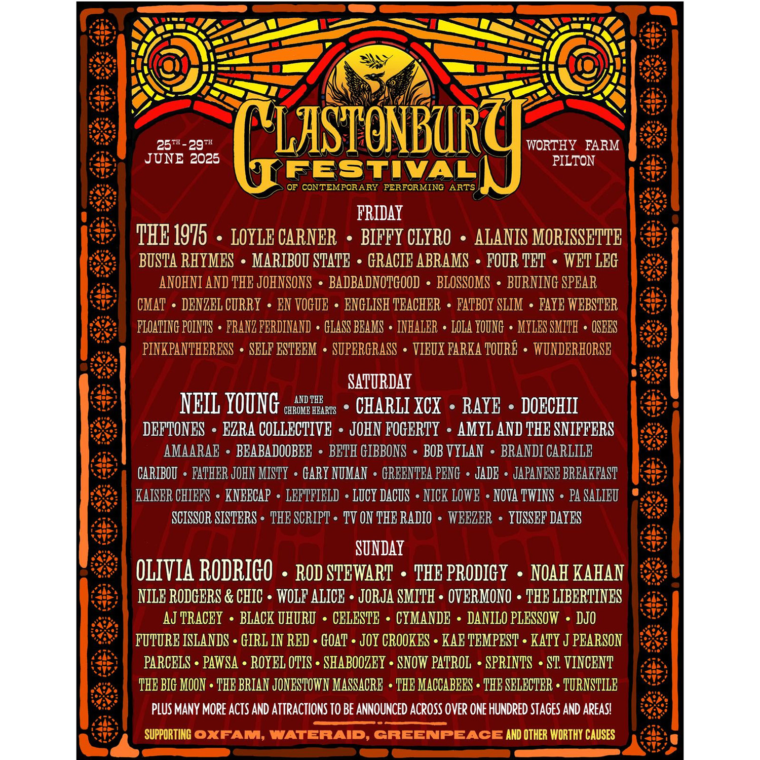 Glastonbury 2025 Line Up poster