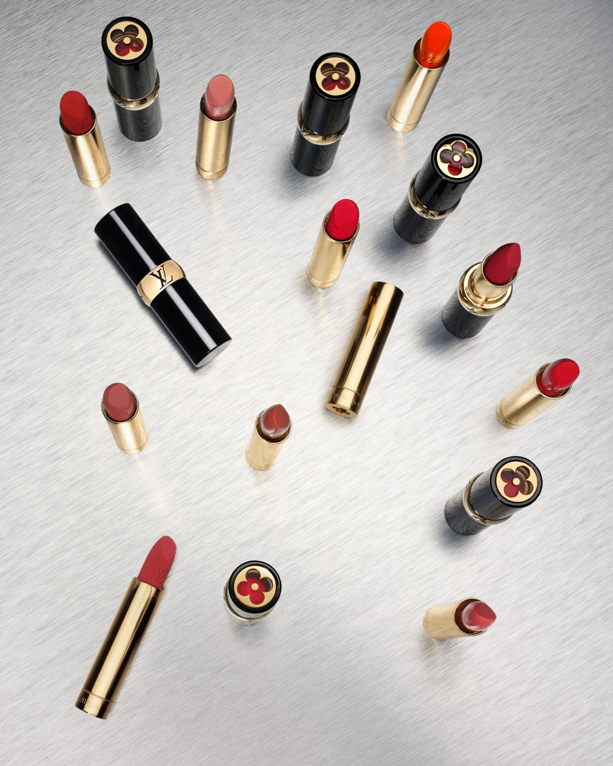 Overhead view of lipsticks