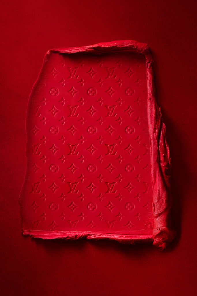 Lipstick swatch with Louis Vuitton print logo