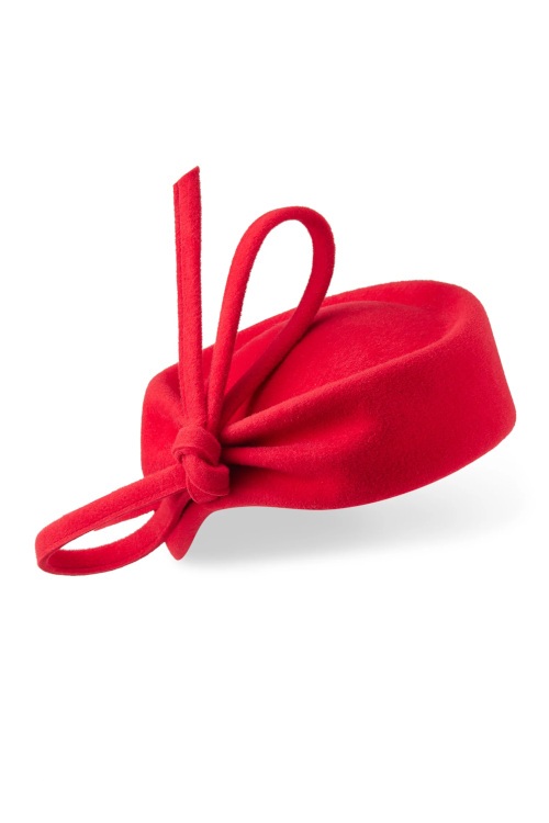 Red pillbox hat