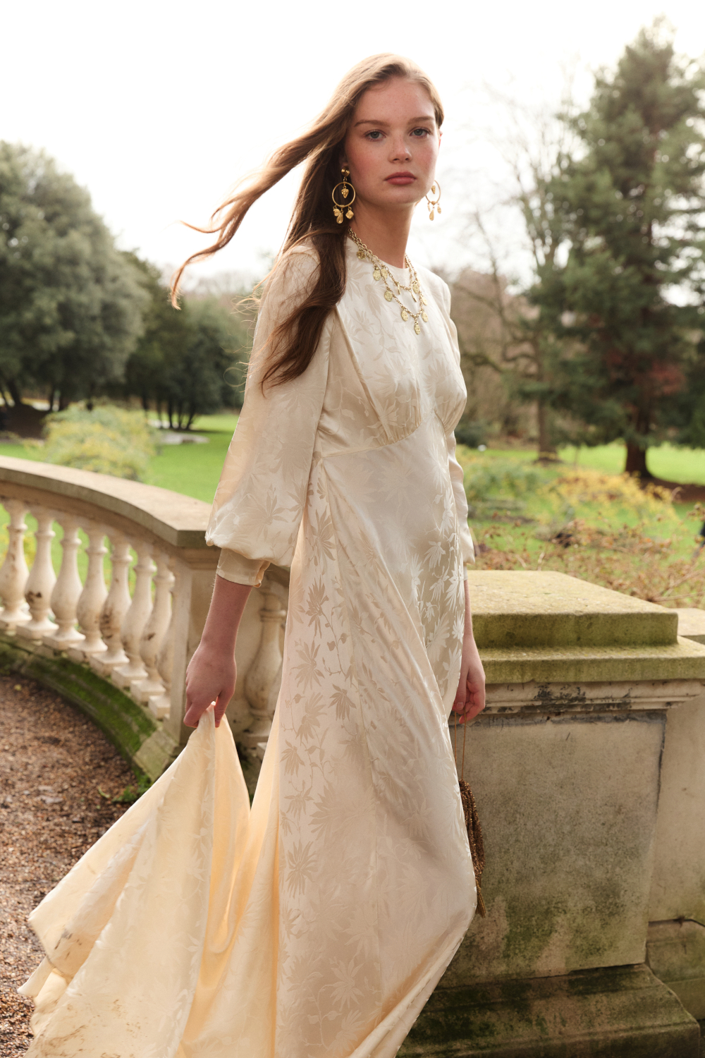 Woman in vintage-inspired wedding dress
