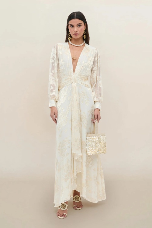 RIXO silky long sleeve bridal dress