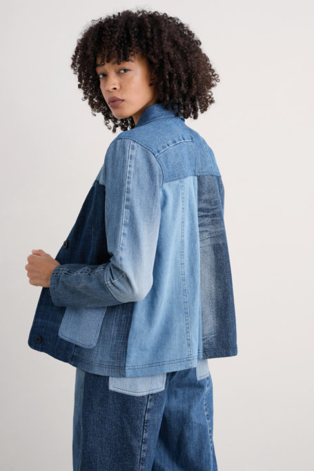 Woman in denim jacket
