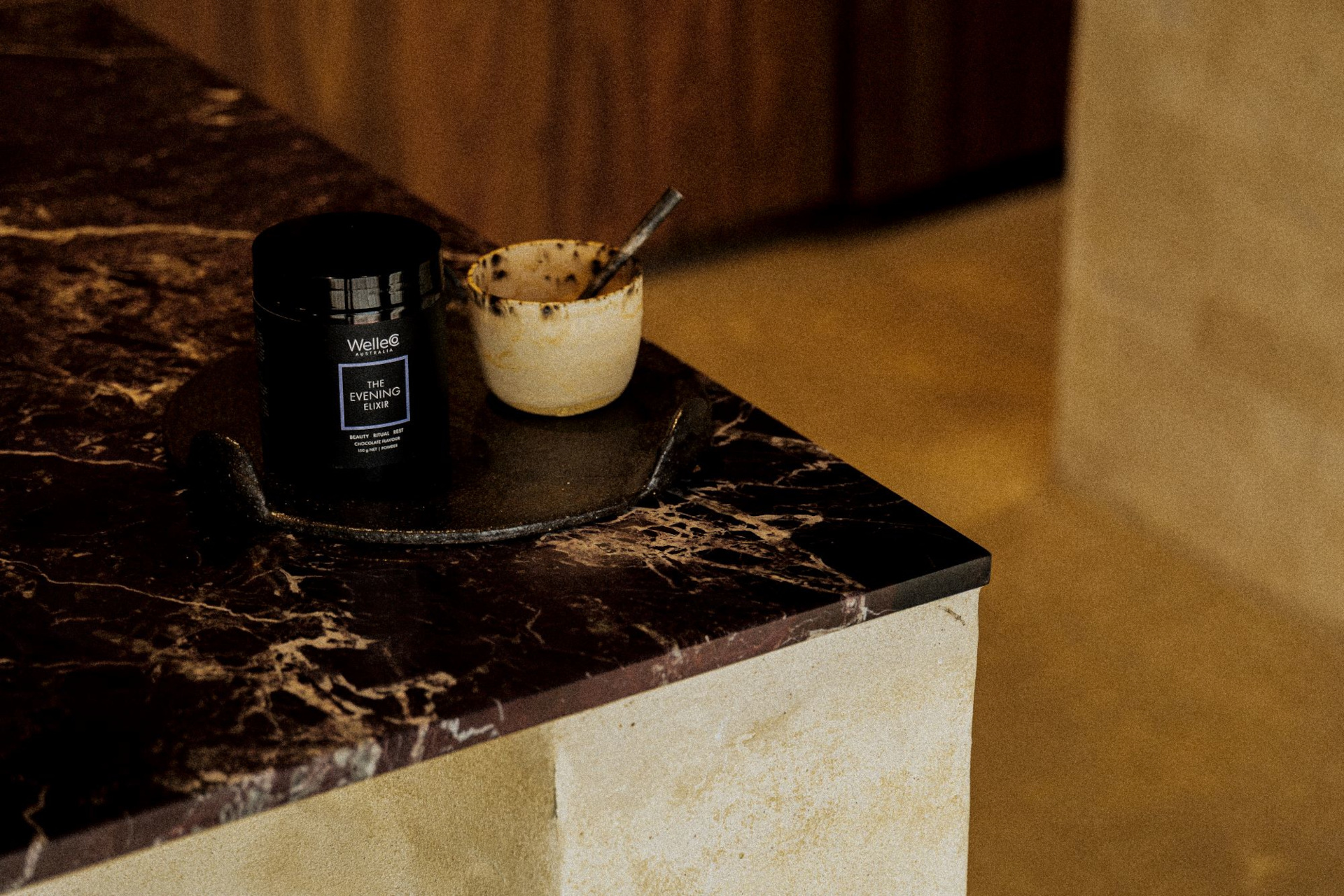 WelleCo Evening Elixir on marble counter