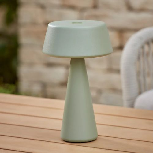 Outdoor table lamp in sage green