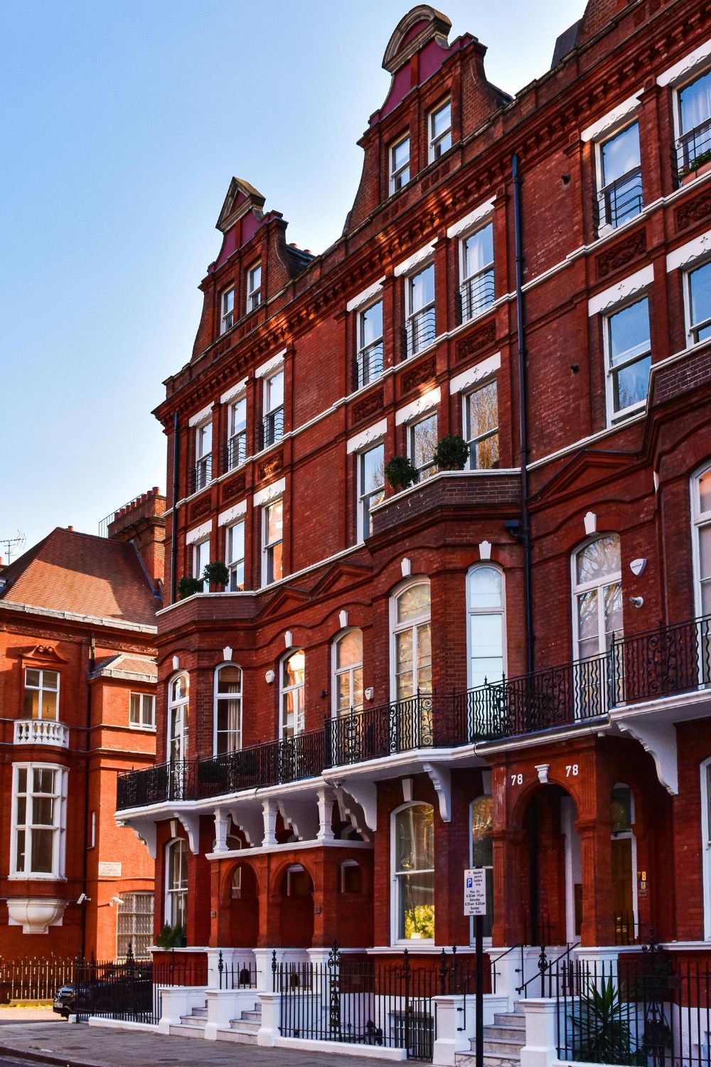 Red brick townhouses in London