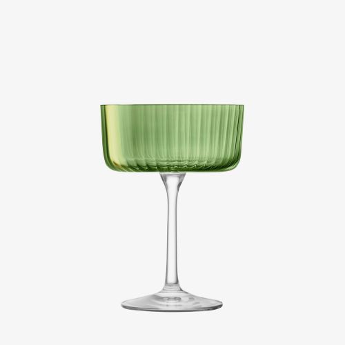 Green fluted champagne glass