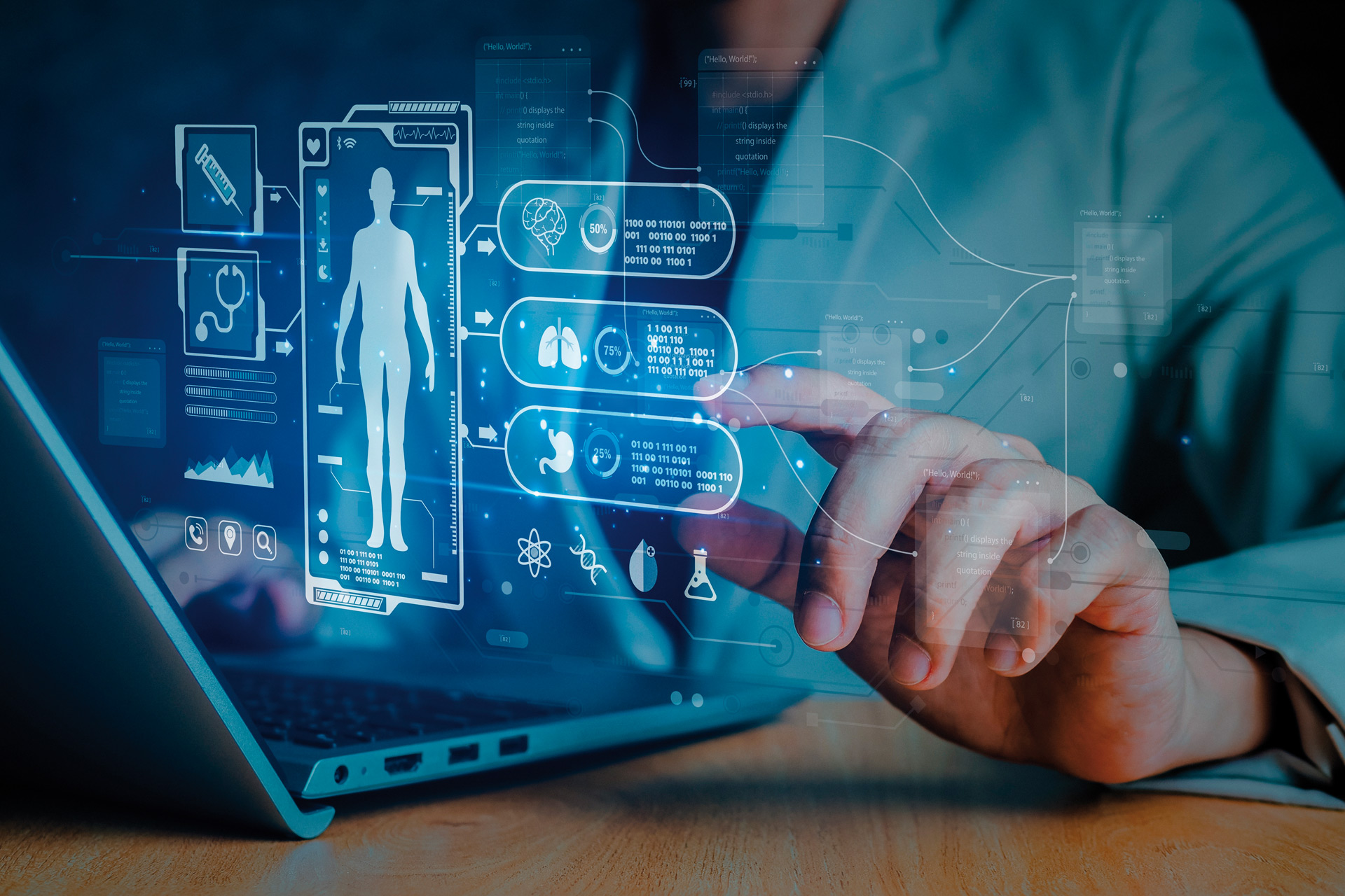 Scientist doing a digital body scan