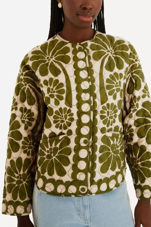 Woman wearing green coat