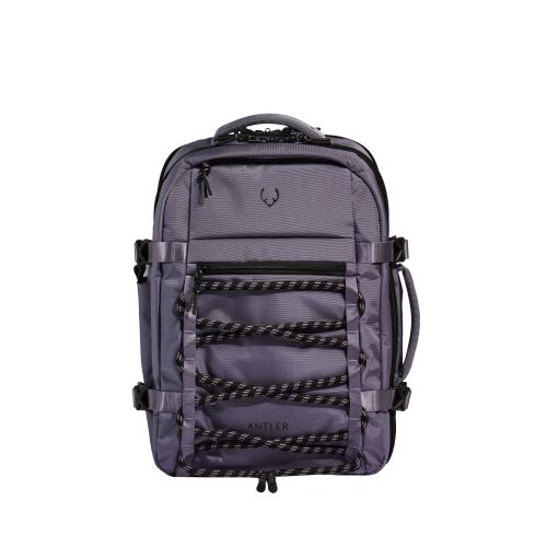 A large purple hiking backpack made by Antler