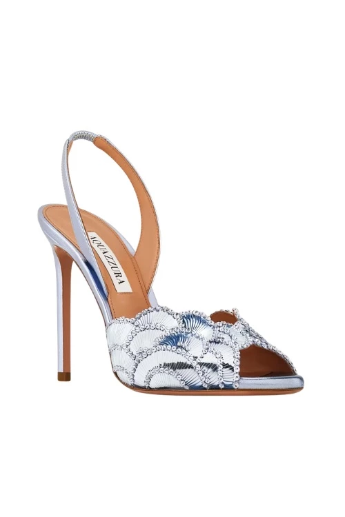 Aquazzura blue metallic sandal