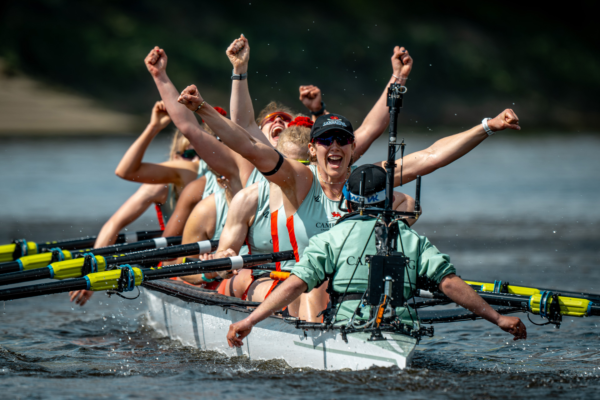 Cambridge celebrating a win at The Boat Race