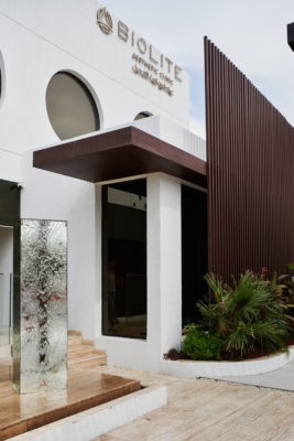 Front entrance of modern building