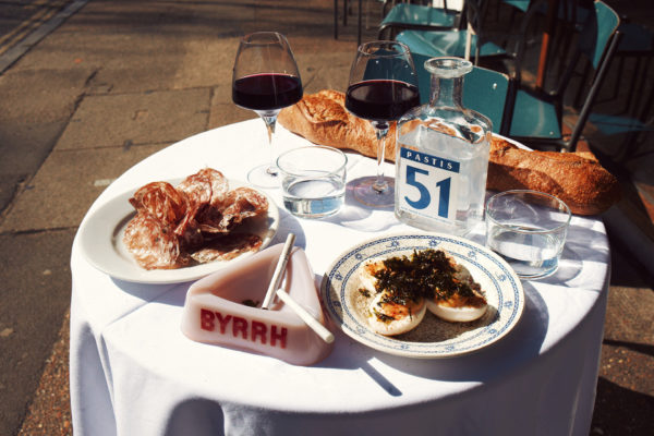 An outdoor restaurant table