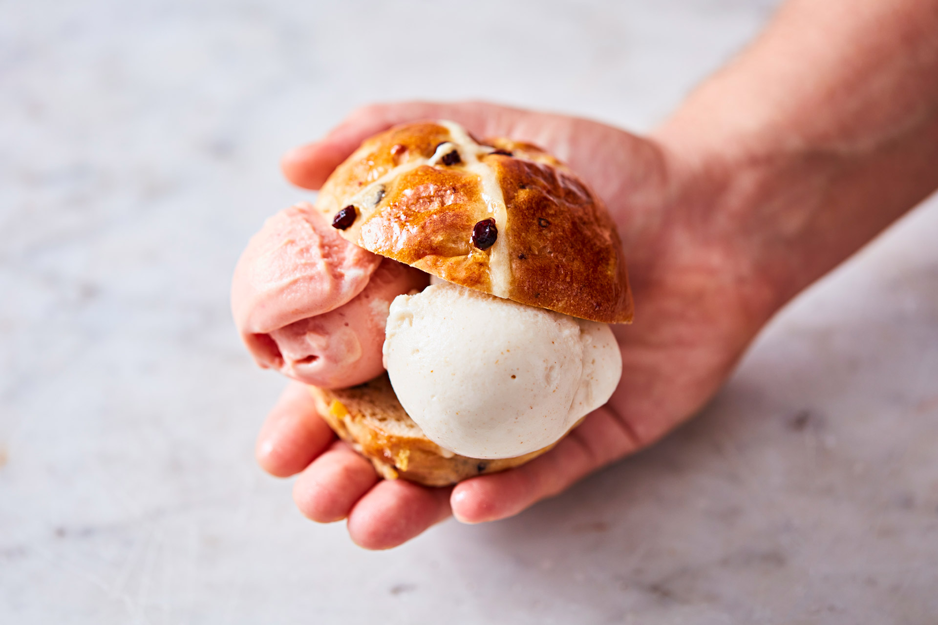 Hot cross bun ice cream sandwich