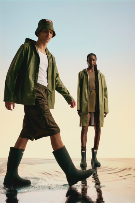 People wearing coats and wellies