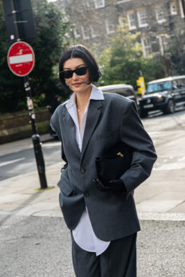 Woman wearing cup bob
