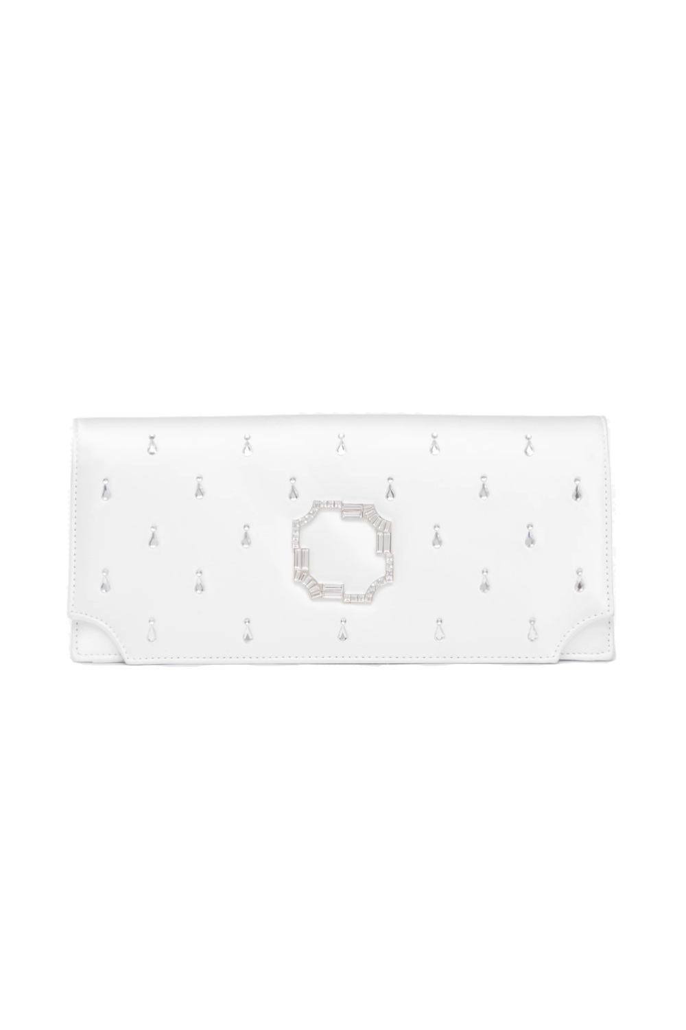 White clutch bag with gems