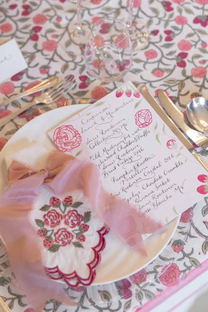 A spring menu on a table