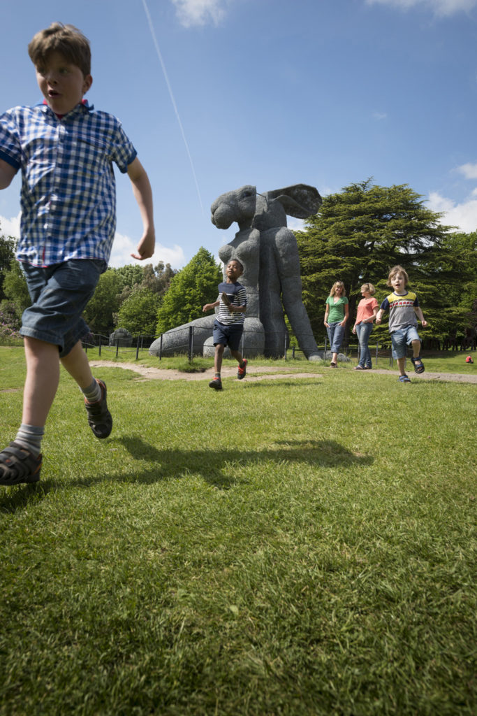 Kids running around at Yorkshire Sculpture Park