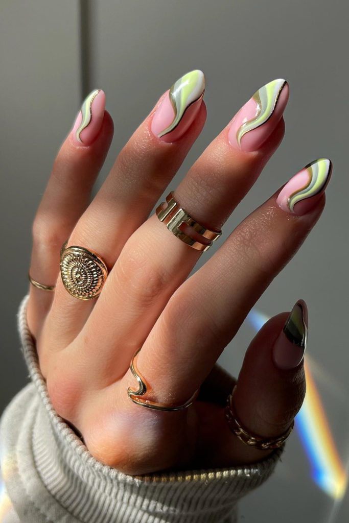 Strawberry Matcha Nails