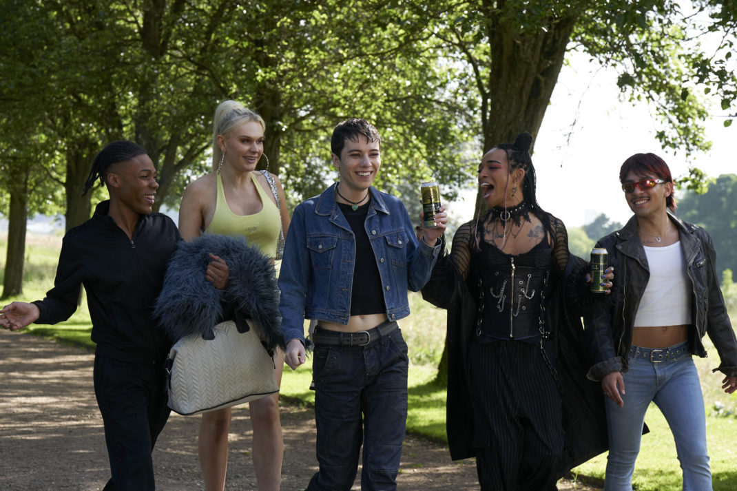 Laquarn Lewis as Lady Die, Hannah Jones as Sasha, Ellis Howard as Byron, Alex Thomas-Smith as Sticky Nikki and Adam Ali as Dirty Damian in What It Feels Like For A Girl