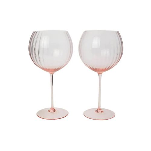 Pink ridged G&T glasses