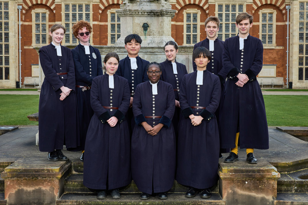 A group of Christ's Hospital students in uniform