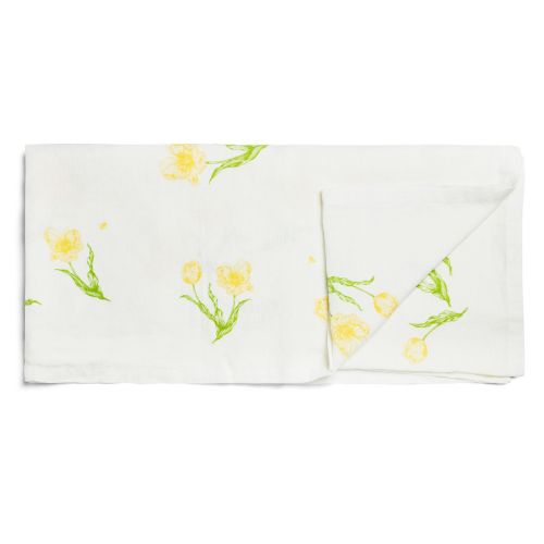 White tablecloth with yellow flower design