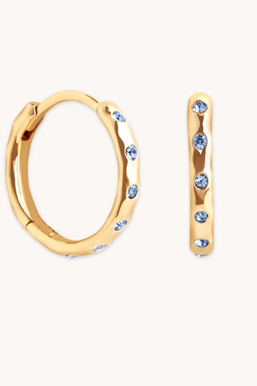 Astrid & Miyu Molten Blue Crystal Gold Hoops
