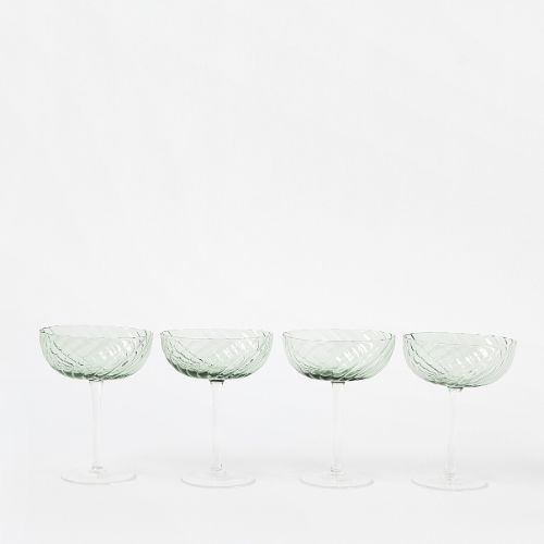 Green swirl champagne saucers
