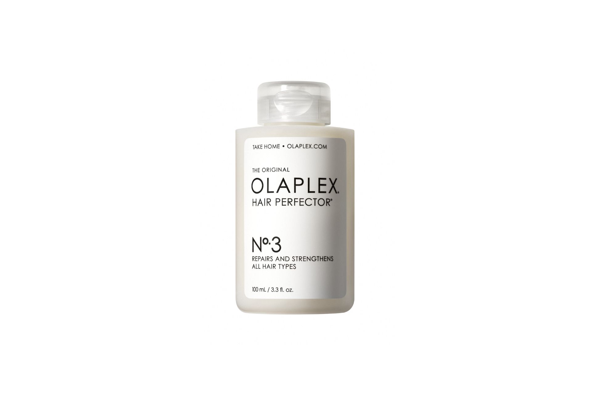 Clear bottle of Olaplex No.3