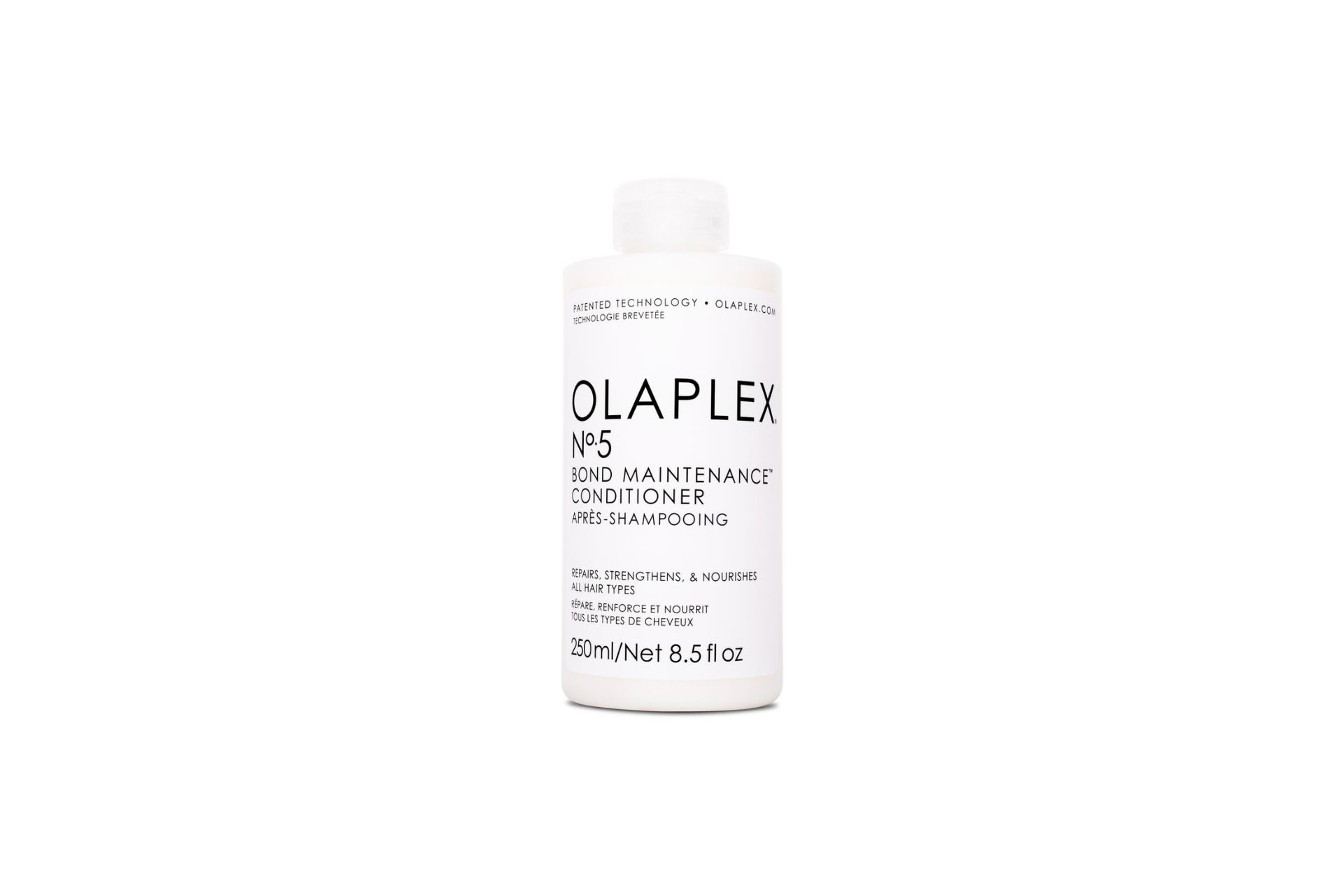 Clear bottle of Olaplex No.5