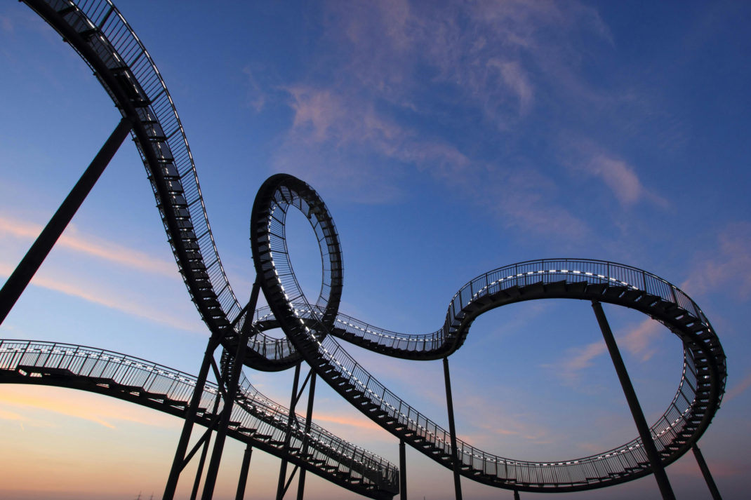 A Rollercoaster at dusk