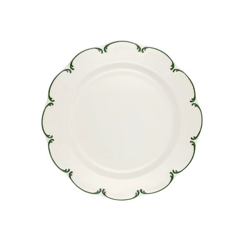 Cream plate with green floral edge