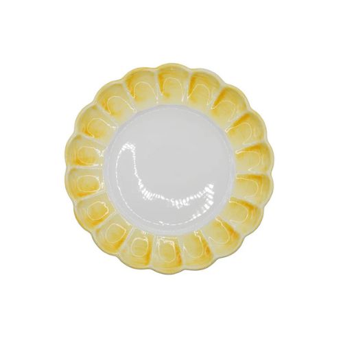 White plate with yellow edges