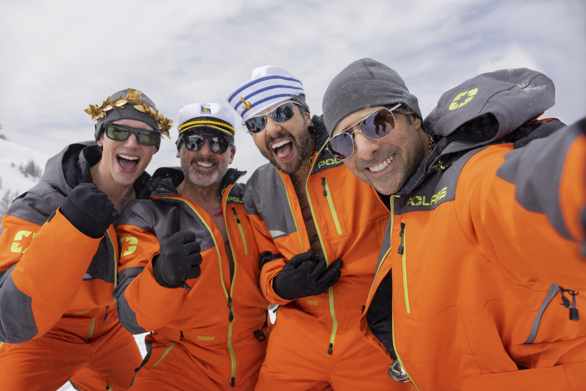 Cory Michael Smith as Venis, Steve Carell as Randall, Jason Schwartzman as Hugo Van Yalk & Ramy Youssef as Jeff in Mountainhead