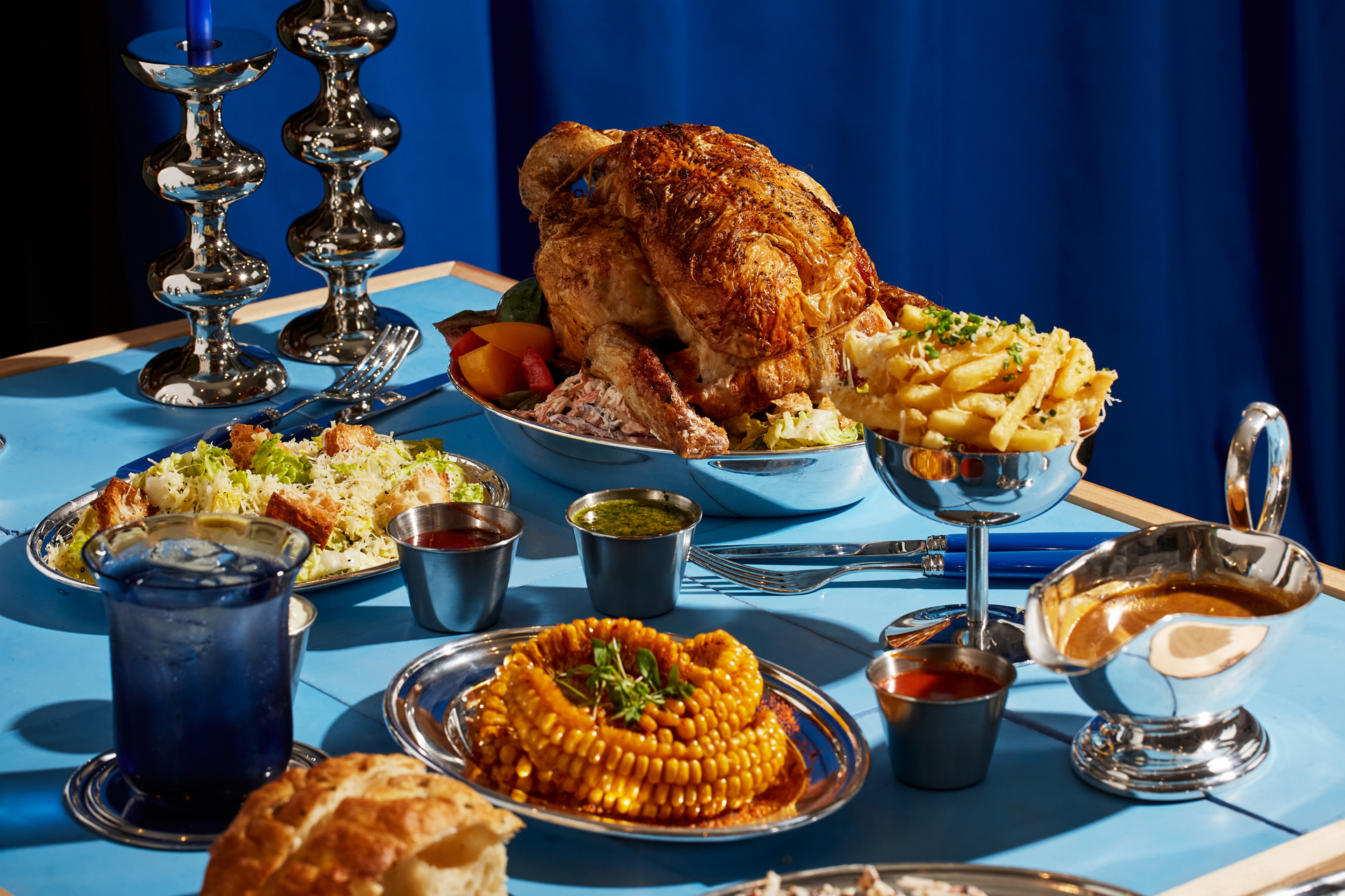 Chicken and chips on a table