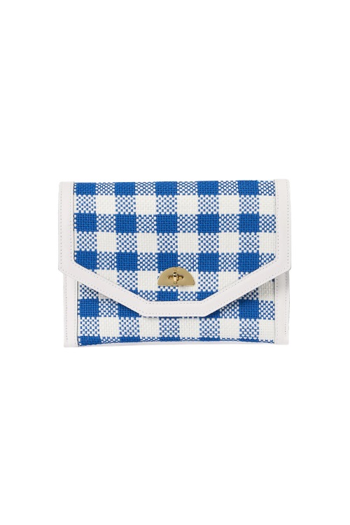 Blue gingham pouch